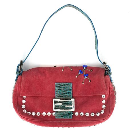 vintage fendi beaded bag|fendi suede baguette bag.